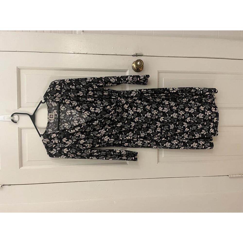 Anne Klein Floral Print Long Sleeve Dress - Medium